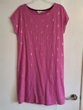 BODEN Paulina Pink Gold Pineapple T Shirt Short Sleeve Dress Size 8